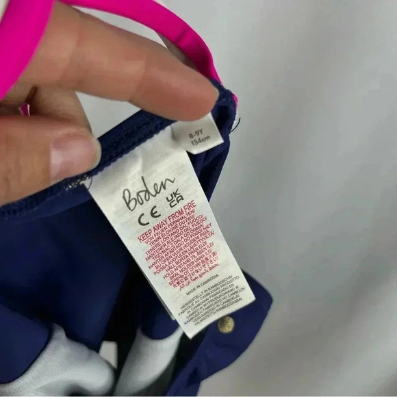 Boden Girl's Polka Dot Tankini Top 8-9 yr Blue Gold - Picture 5 of 5